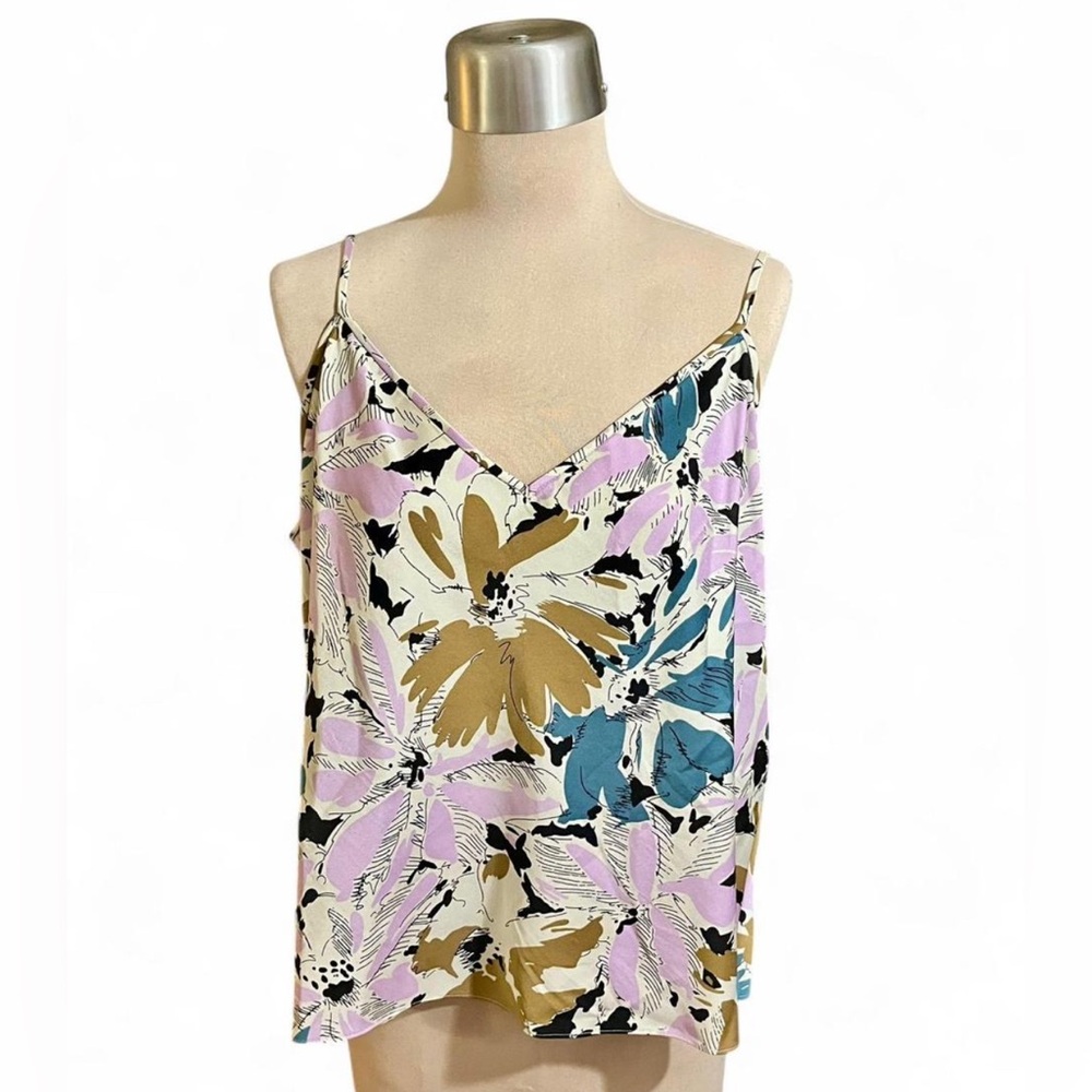 Diane von Furstenberg Silk Floral Tank designer quiet luxury preppy camisole